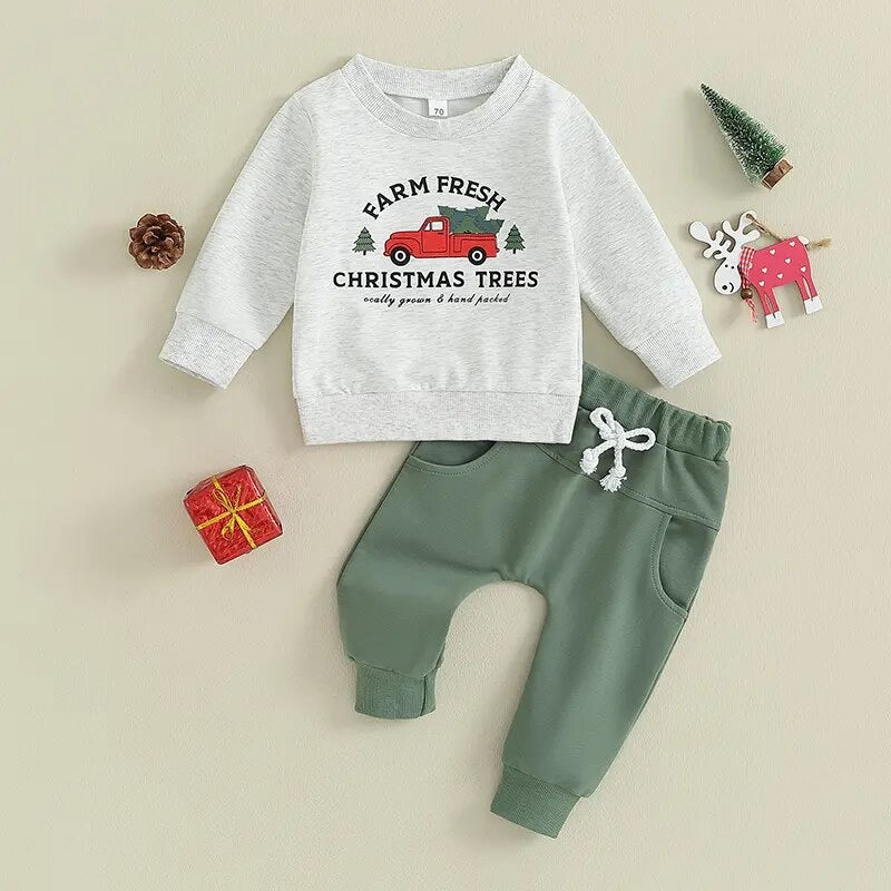 Boys Red Truck Christmas Outfit