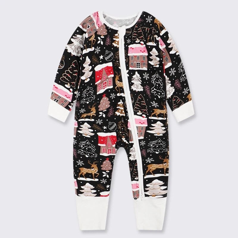 Limited Edition Christmas Convertible Bamboo Pjs - Black Winter Wonderland